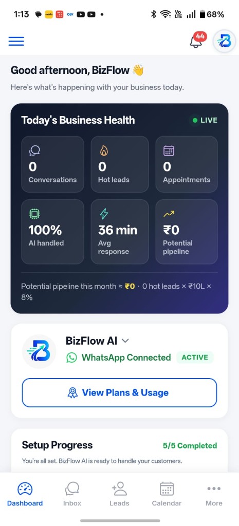 Dashboard screen